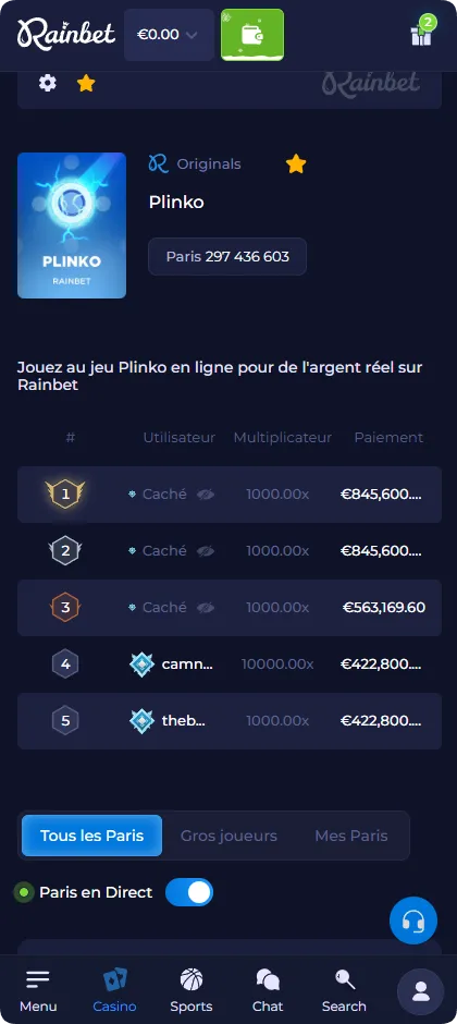 Le jeu Plinko dévoile des gains exceptionnels et des multiplicateurs pouvant atteindre 10 000x.