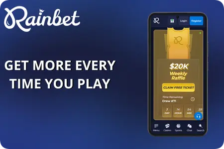 Rainbet Casino loyalty program dashboard showing rakeback tiers, daily reward cases