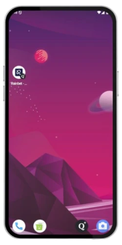 Un pop-up de confirmation du système sur Android avec un bouton pour ajouter le raccourci Rainbet à l'écran d'accueil.