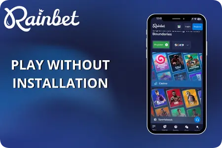 High-quality Rainbet mobile interface with the casino lobby on a smartphone